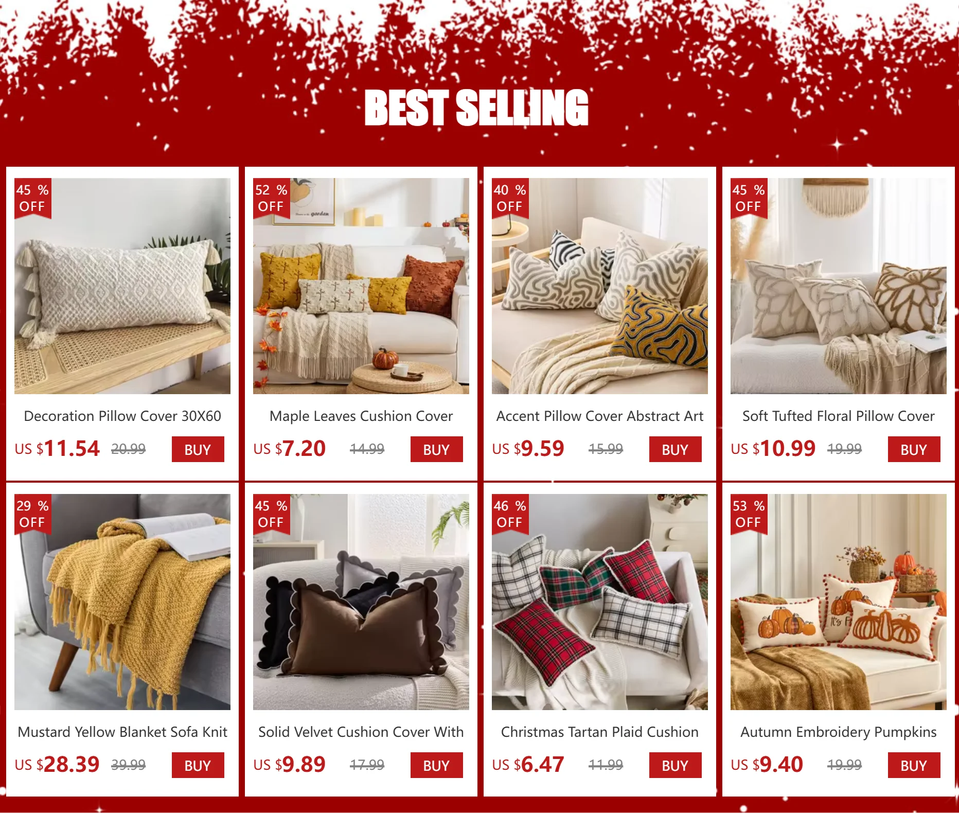 Christmas Pillow Cover 45x45cm,