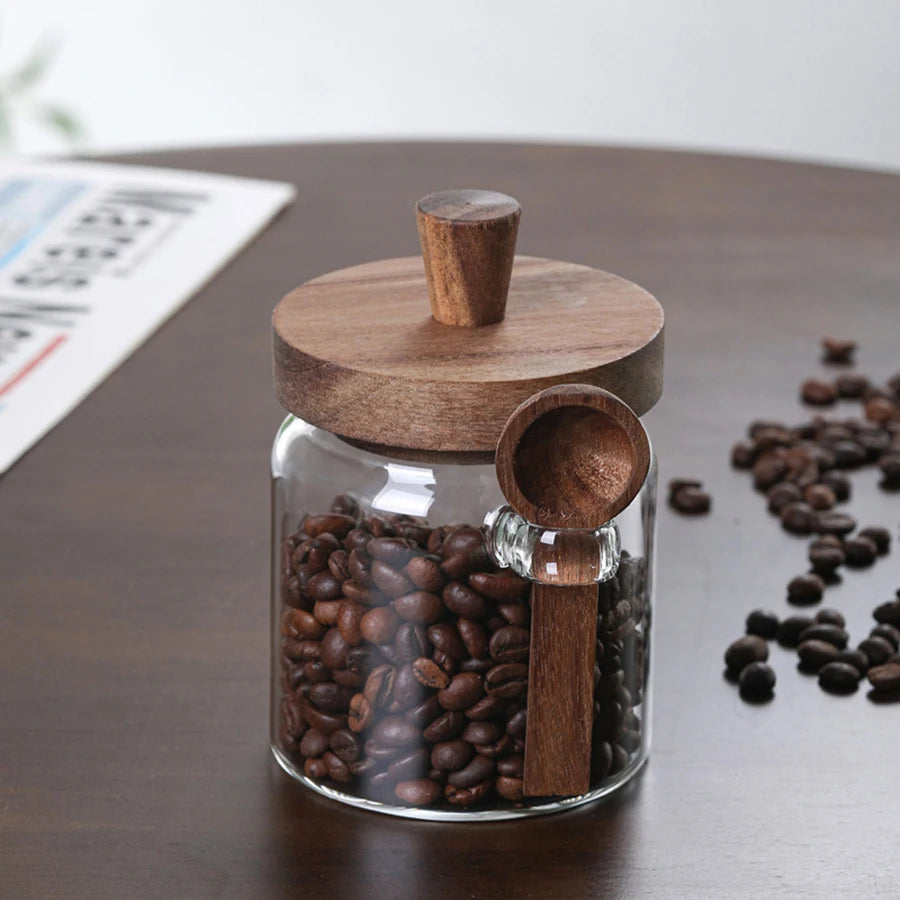 Premium Glass Food Storage Jar with Wooden Lid