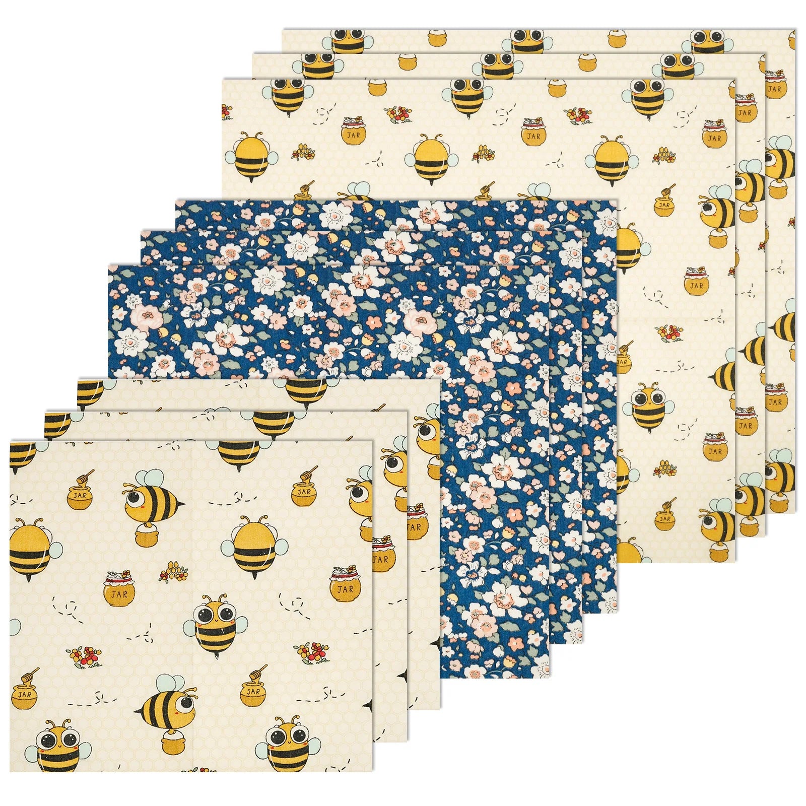 9Pcs Beeswax Food Wraps 3 Sizes Reusable Beeswax Sheets Plastic Free Sandwich Bread Wraps for Food Snack Picnic Beeswax Wraps