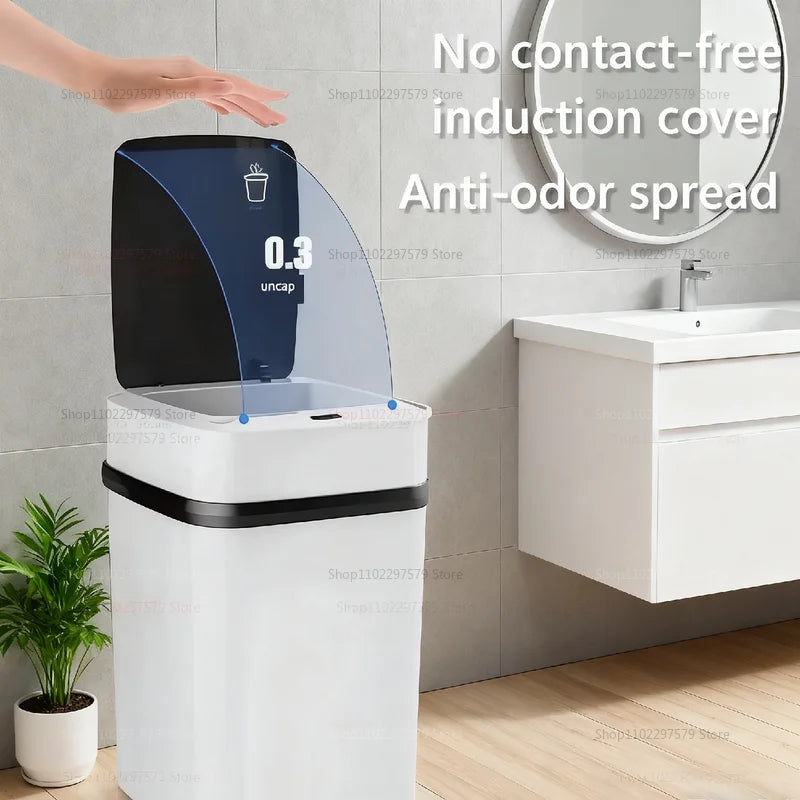 2025 13L Smart Hands-Free Use Touchless Bathroom Trash Can Motion Sensor Waste Bin for Office Bedroom Living Room Toilet Kitchen