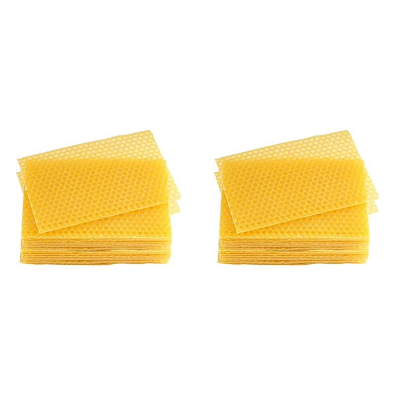 ABKW-Beeswax Sheets 60Pcs Beeswax Foundation Sheets Wax Foundation For Bee Frames Natural Honeycomb Sheets Beeswax Sheets