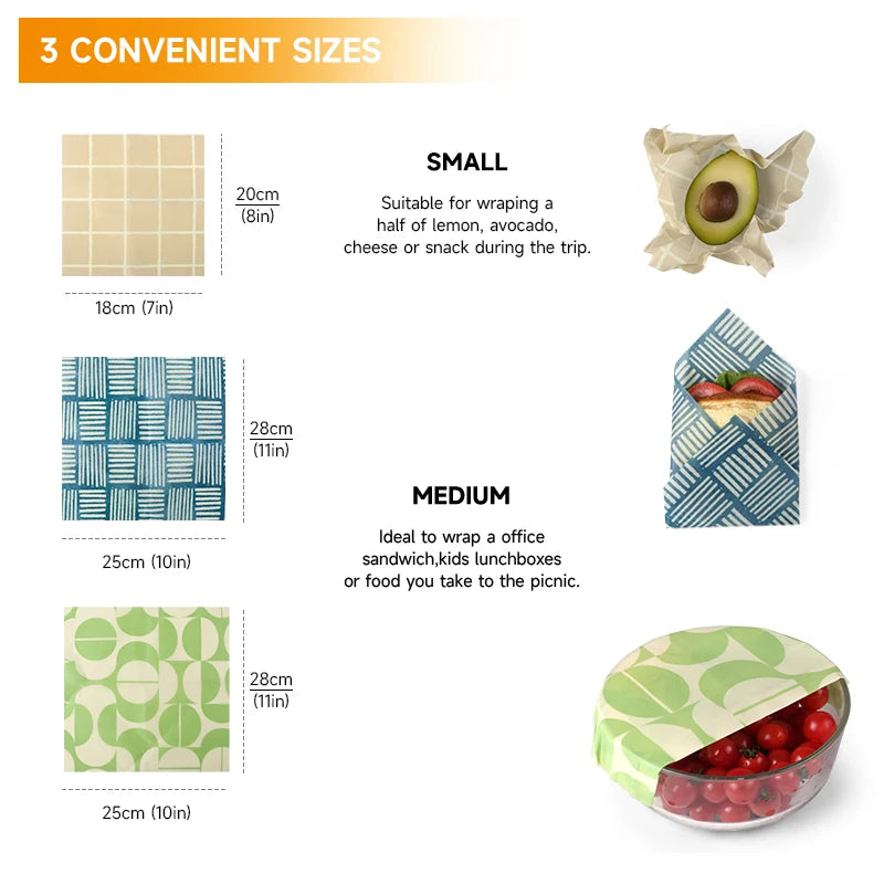 WEEDI Reusable Beeswax Wraps – Beeswax Cloth Food Wrap, Plastic-Free & Zero Waste Alternative for Eco-Friendly Food Storage