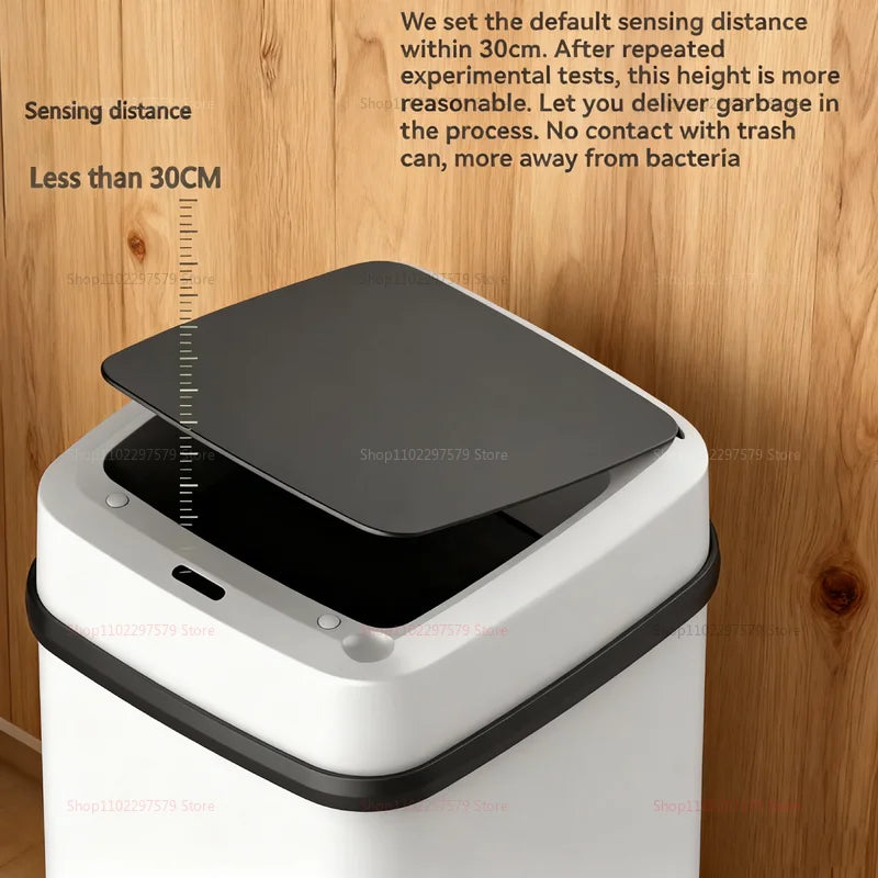 2025 13L Smart Hands-Free Use Touchless Bathroom Trash Can Motion Sensor Waste Bin for Office Bedroom Living Room Toilet Kitchen
