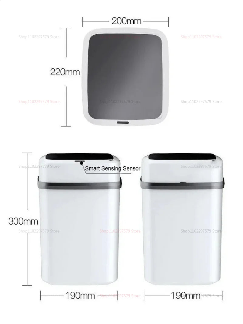 2025 13L Smart Hands-Free Use Touchless Bathroom Trash Can Motion Sensor Waste Bin for Office Bedroom Living Room Toilet Kitchen