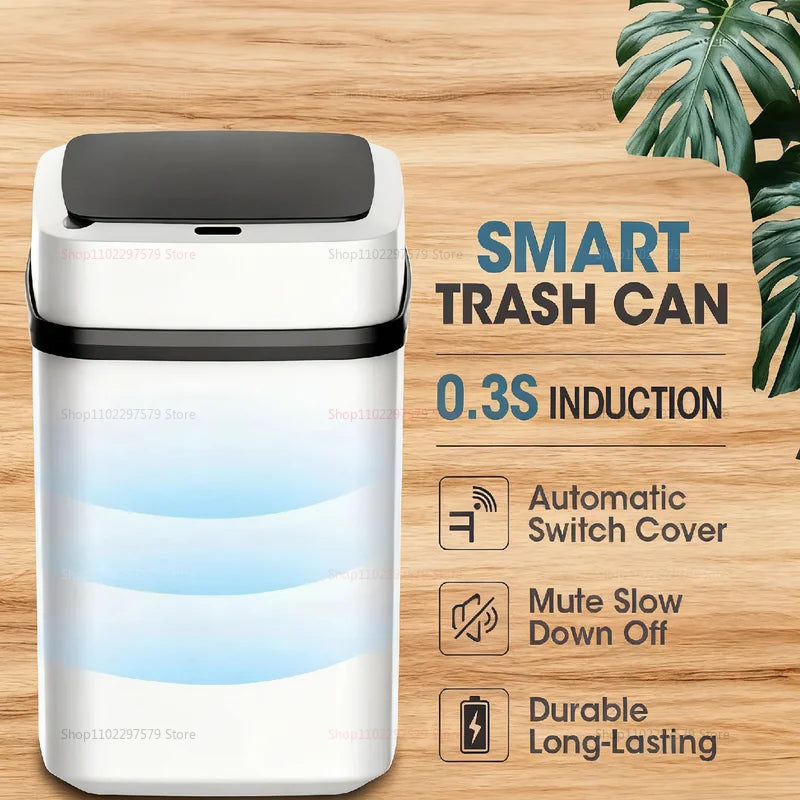 2025 13L Smart Hands-Free Use Touchless Bathroom Trash Can Motion Sensor Waste Bin for Office Bedroom Living Room Toilet Kitchen
