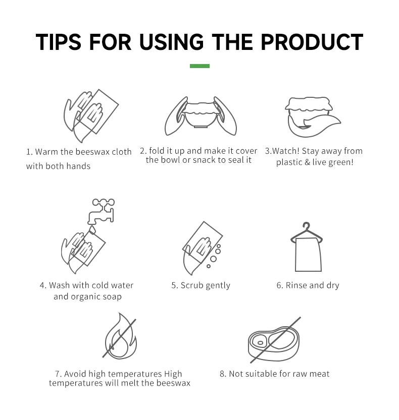 WEEDI Reusable Beeswax Wraps – Beeswax Cloth Food Wrap, Plastic-Free & Zero Waste Alternative for Eco-Friendly Food Storage