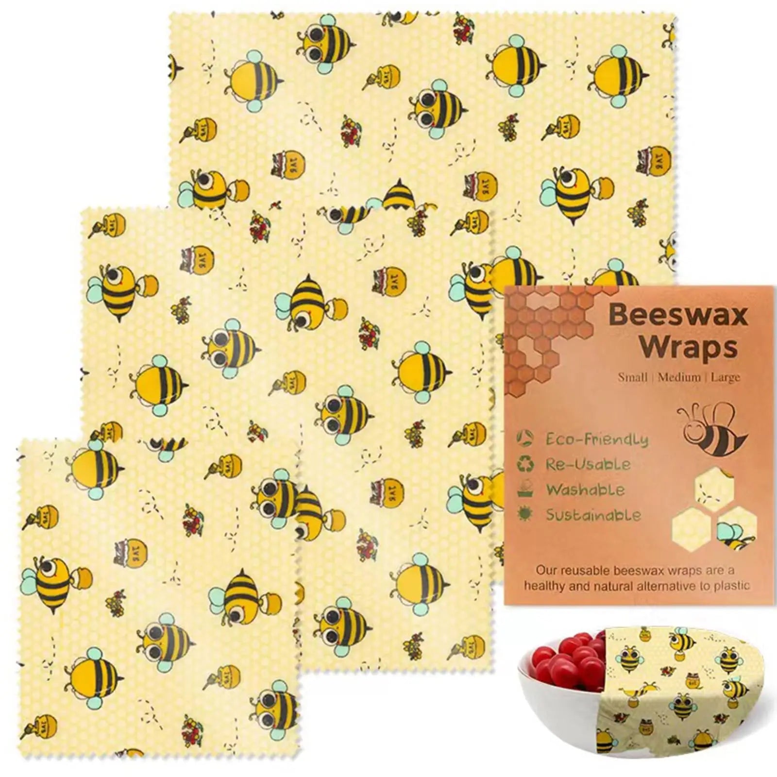 Beeswax Food Wraps Roll Reusable Beeswax Eco-Friendly Sustainable Food Storage Wrap for Sandwich Cheese Fruit Bread Snacks