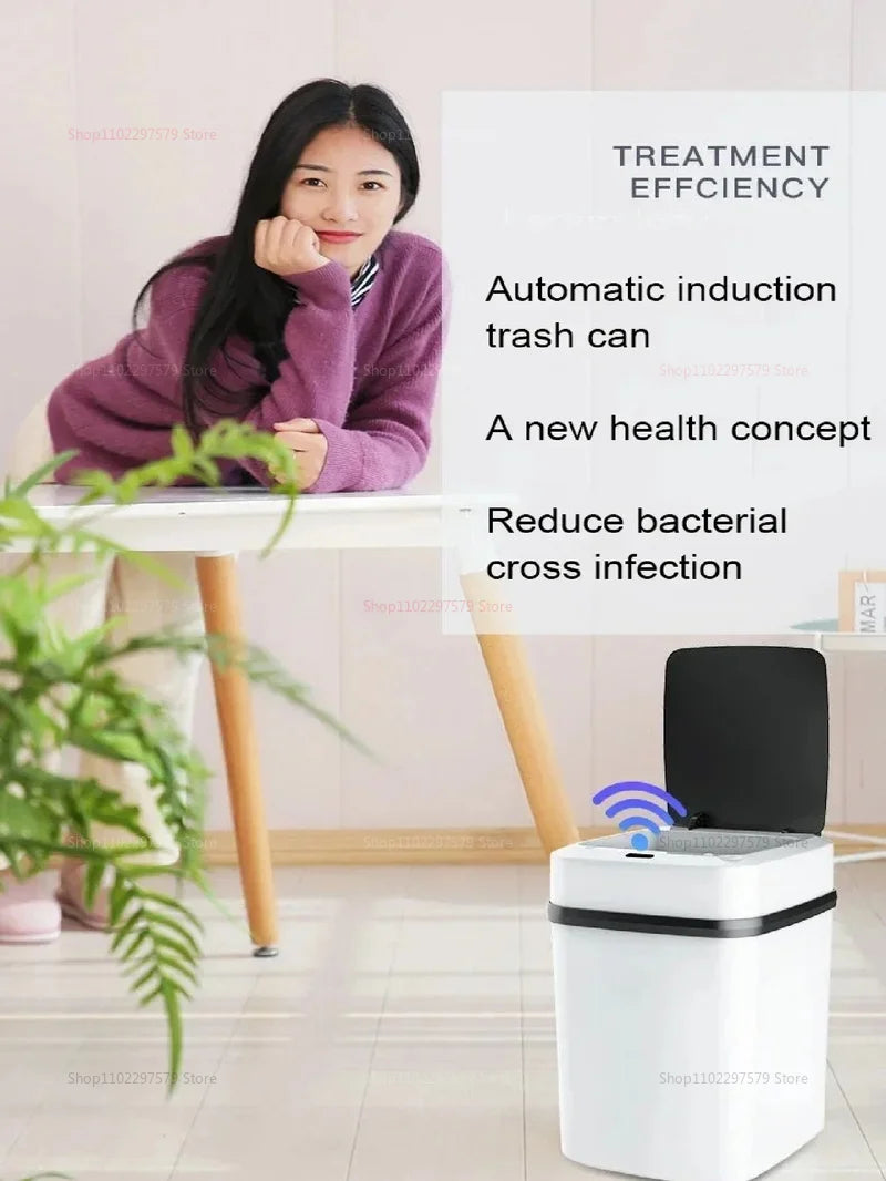 2025 13L Smart Hands-Free Use Touchless Bathroom Trash Can Motion Sensor Waste Bin for Office Bedroom Living Room Toilet Kitchen